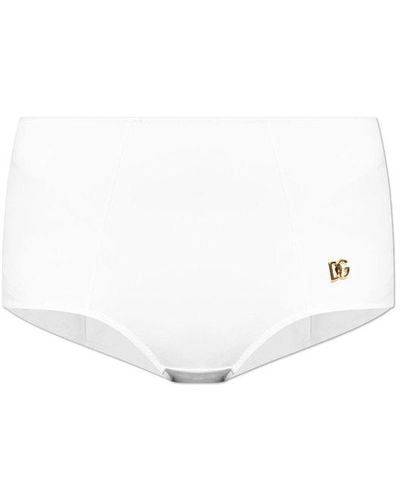 Dolce & Gabbana Logo Plaque Bikini Briefs - White