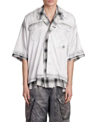 Maison Mihara Yasuhiro Double-layered Short-sleeved Twill Shirt - Grey