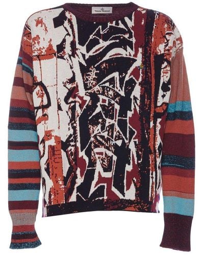 Vivienne Westwood Graffiti Pattern Knit Sweater - Red