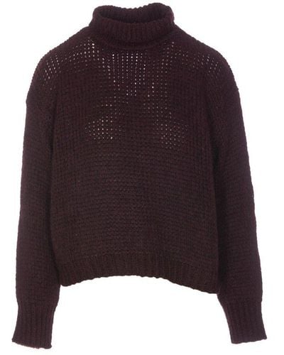 Roberto Collina High-neck Knitted Jumper - Purple