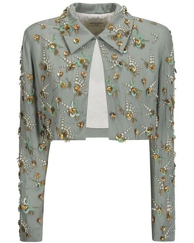 Dries Van Noten All-over Embellished Cropped Jacket - Green