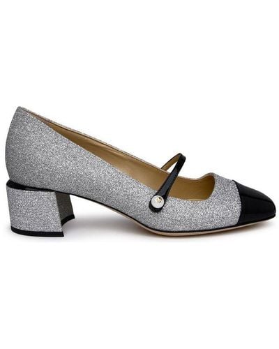 Jimmy Choo Elisa Glitter-embellished Square Toe Court Shoes - Brown