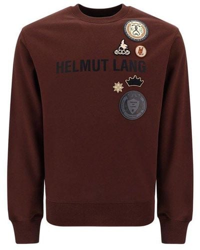 Helmut Lang Patch Detailed Crewneck Sweatshirt - Brown