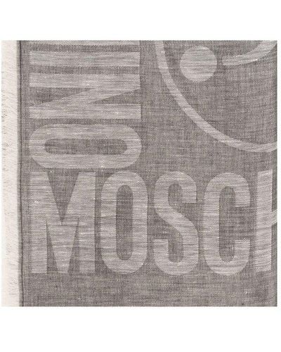Moschino Scarf With Logo, - Gray