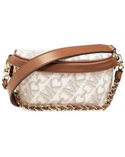 Quilted Waist Bag Faux Leather With Chain For Women 24×17 Cm - Beige