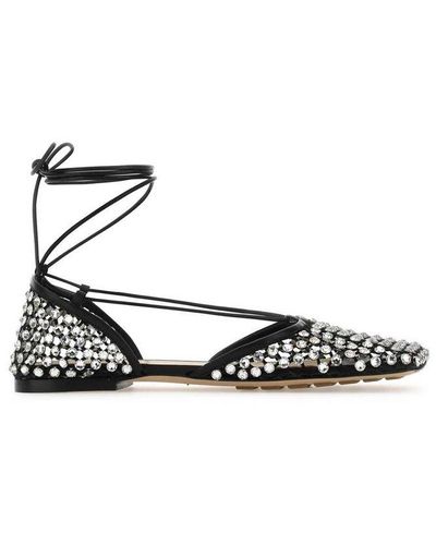 Bottega Veneta Crystal-embellished Ballerina Flat Shoes - Black