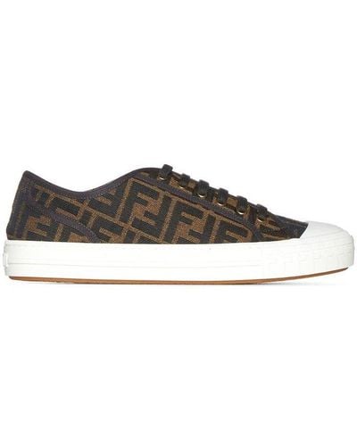 Fendi Jacquard-logo Low-top Sneakers - Brown