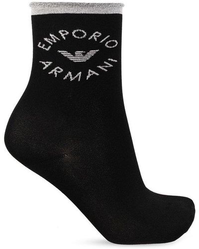 Emporio Armani Socks With Logo - Black