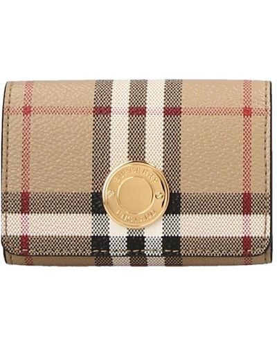 Burberry Check Pattern Chained Wallet - Natural