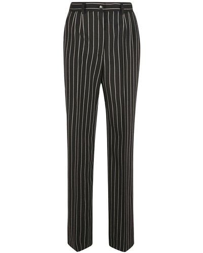 Dolce & Gabbana Pinstripe High Waist Pants - Gray