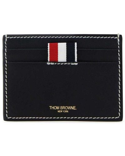 Thom Browne Leather Logo Cardholder - Black