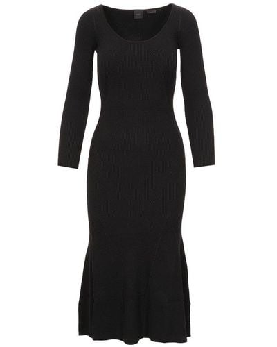 Pinko Long Ribbed Knitted Dress - Black