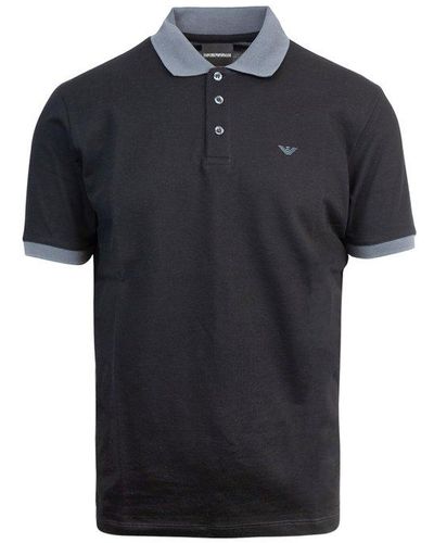 Emporio Armani Logo-embroidered Short-sleeved Polo Shirt - Black