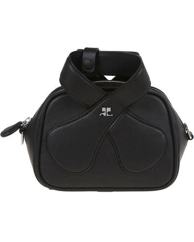 Courreges Heritage Crossover Strap Zipped Shoulder Bag - Black