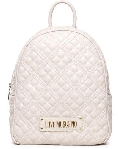 Love Moschino Quilted Backpack With Logo - White