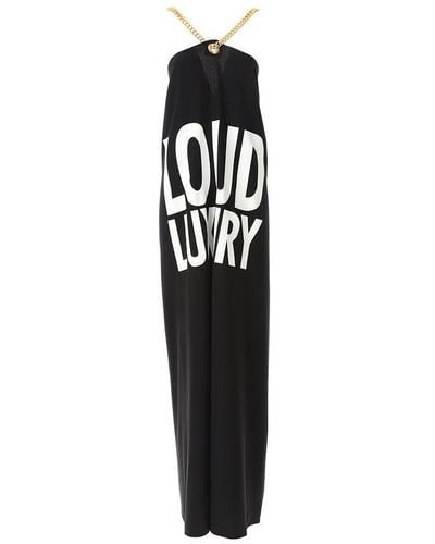 Moschino Loud Luruxy Printed Chain-halterneck Maxi Dress - Black