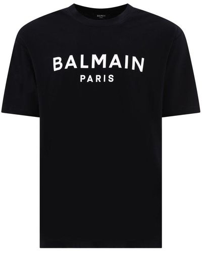Balmain Logo Printed Crewneck T-shirt - Black
