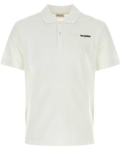 Alexander McQueen Logo Embroidered Polo Shirt - White