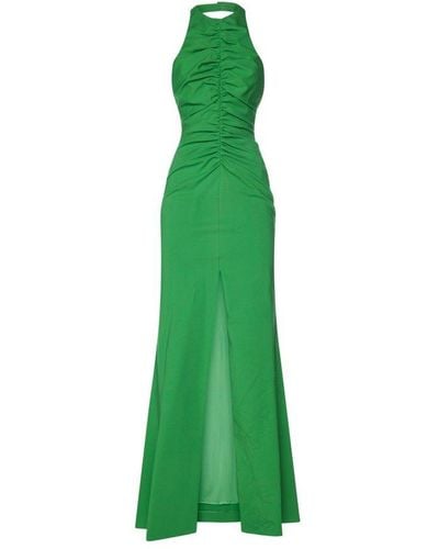 Alexander McQueen Split Crepe Long Dress - Green