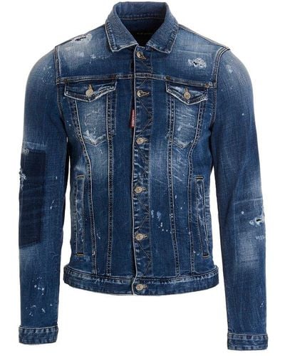 DSquared² Distressed Long-sleeved Denim Jacket - Blue