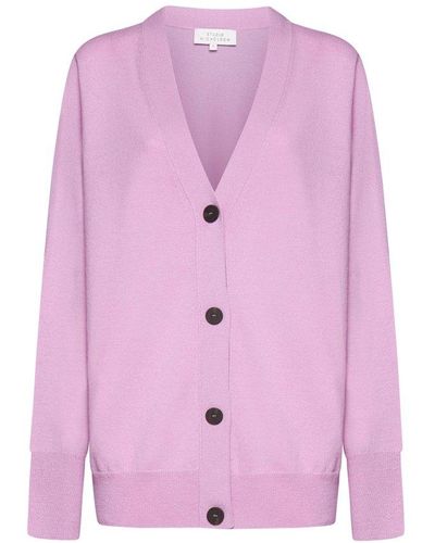 Studio Nicholson Long Sleeved Buttoned Cardigan - Pink