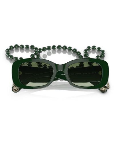 Chanel Rectangular Frame Sunglasses - Green