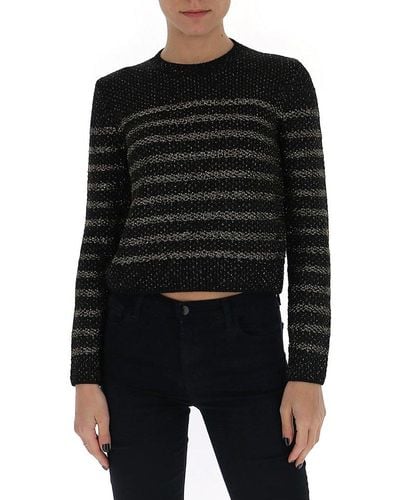 Saint Laurent Striped Sweater - Black