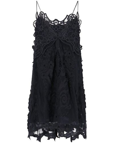 Isabel Marant Virginia Guipure-laced V-neck Mini Dress - Black