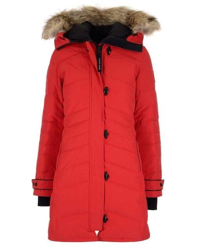 Canada Goose Lorette - Parka With Hood And Fur Coat - Red