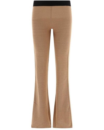 Palm Angels Side Stripe Detailed Flared Trousers - Natural