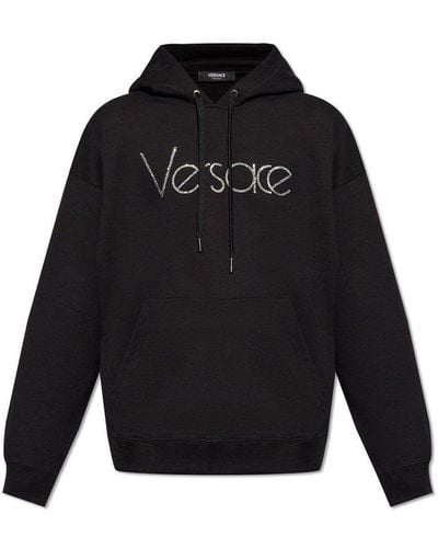Versace Hoodie With Logo, - Black