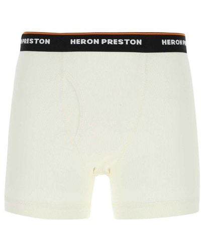 Heron Preston Ivory Stretch Cotton Boxer Set - White
