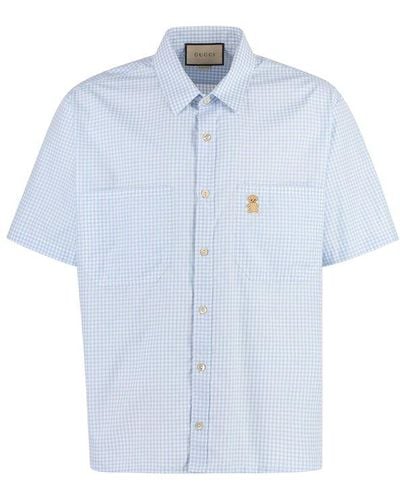 Gucci Shirt With Patch, - Blue