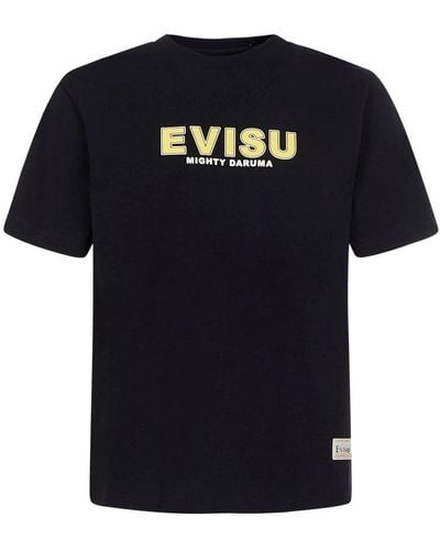 Evisu Classic Logo Print Crewneck T-shirt - Black