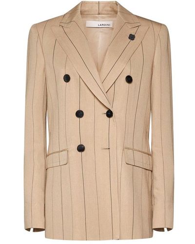 Lardini Double-breasted Pinstriped Tailored Jacket - Natural