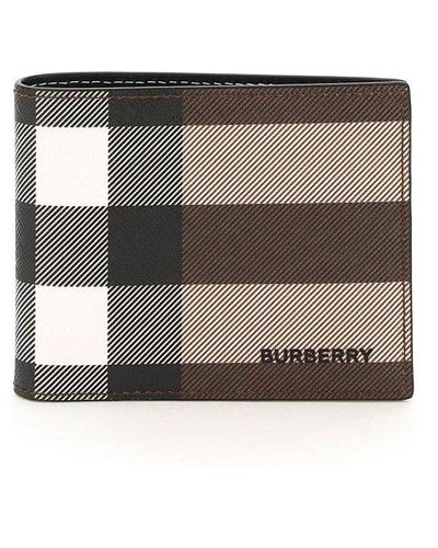 Burberry Checked Logo Printed Bifold Wallet - Multicolor