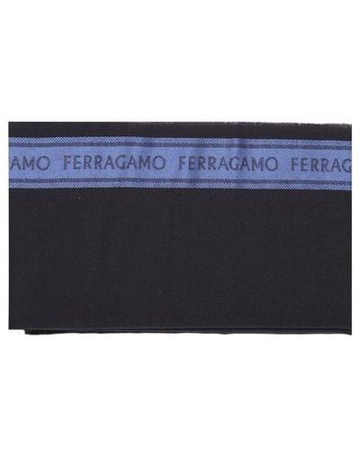 Ferragamo Scarf With Lettering Logo - Blue