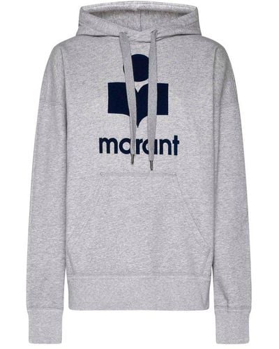 Isabel Marant Logo Printed Long-sleeved Hoodie - Grey