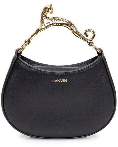 Lanvin Logo Detailed Zip-up Shoulder Bag - Black