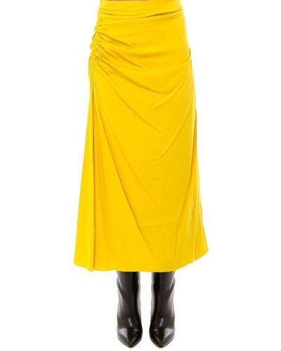 Theory Drape Detail Mid-length Skirt - Yellow
