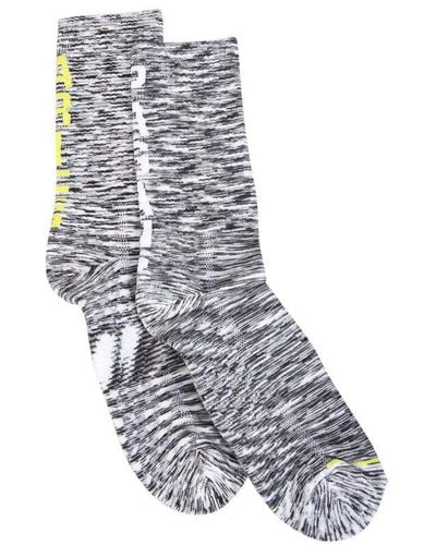 Aries Melange Effect Knit Socks - White