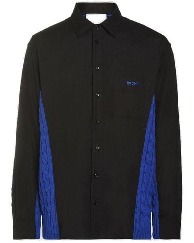 Koche Knit Insert Shirt - Black