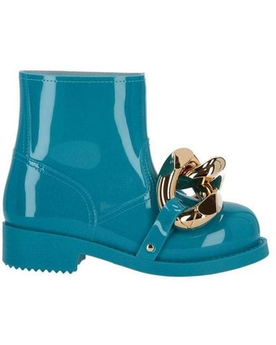 JW Anderson Chain-embellished Pull-on Ankle Boots - Blue
