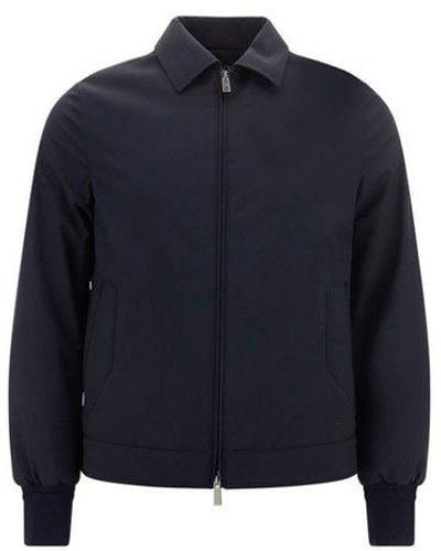 Zegna Zipped Long-sleeved Jacket - Blue