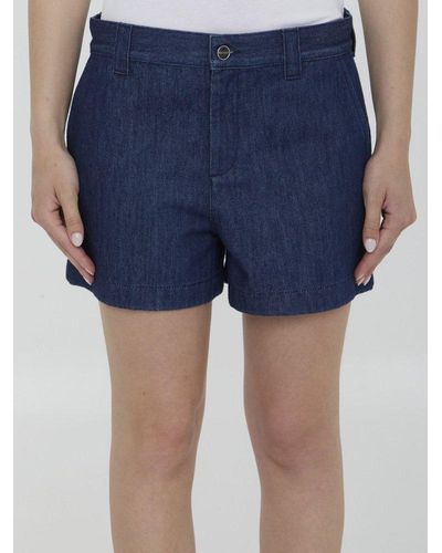 Gucci Logo Detailed Low-waisted Shorts - Blue