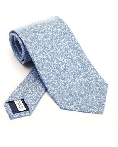 Ferragamo Ferragamo Gancini-printed Pointed-tip Tie - Blue