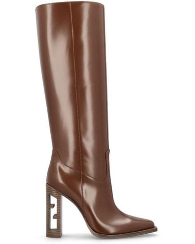 Fendi High-heeled Baguette Boots - Brown