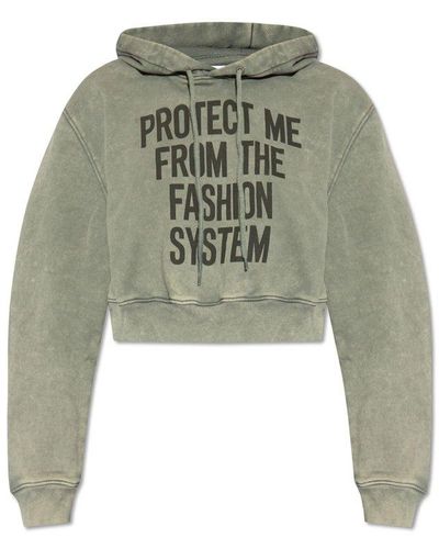 Moschino Slogan-printed Drawstring Hoodie - Green