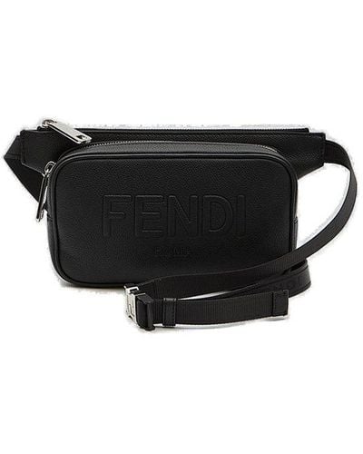 Fendi Logo Embossed Belt Bag - Black