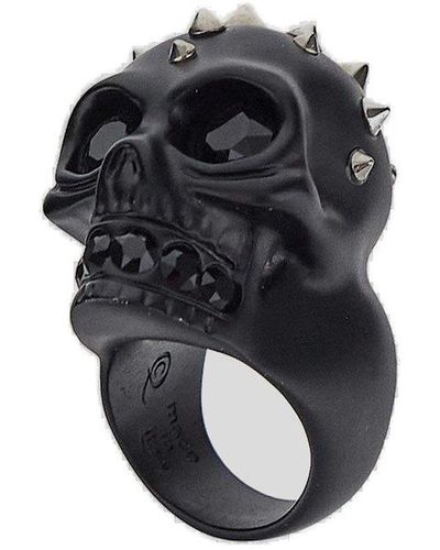 Alexander McQueen Studded Skull Ring - Black